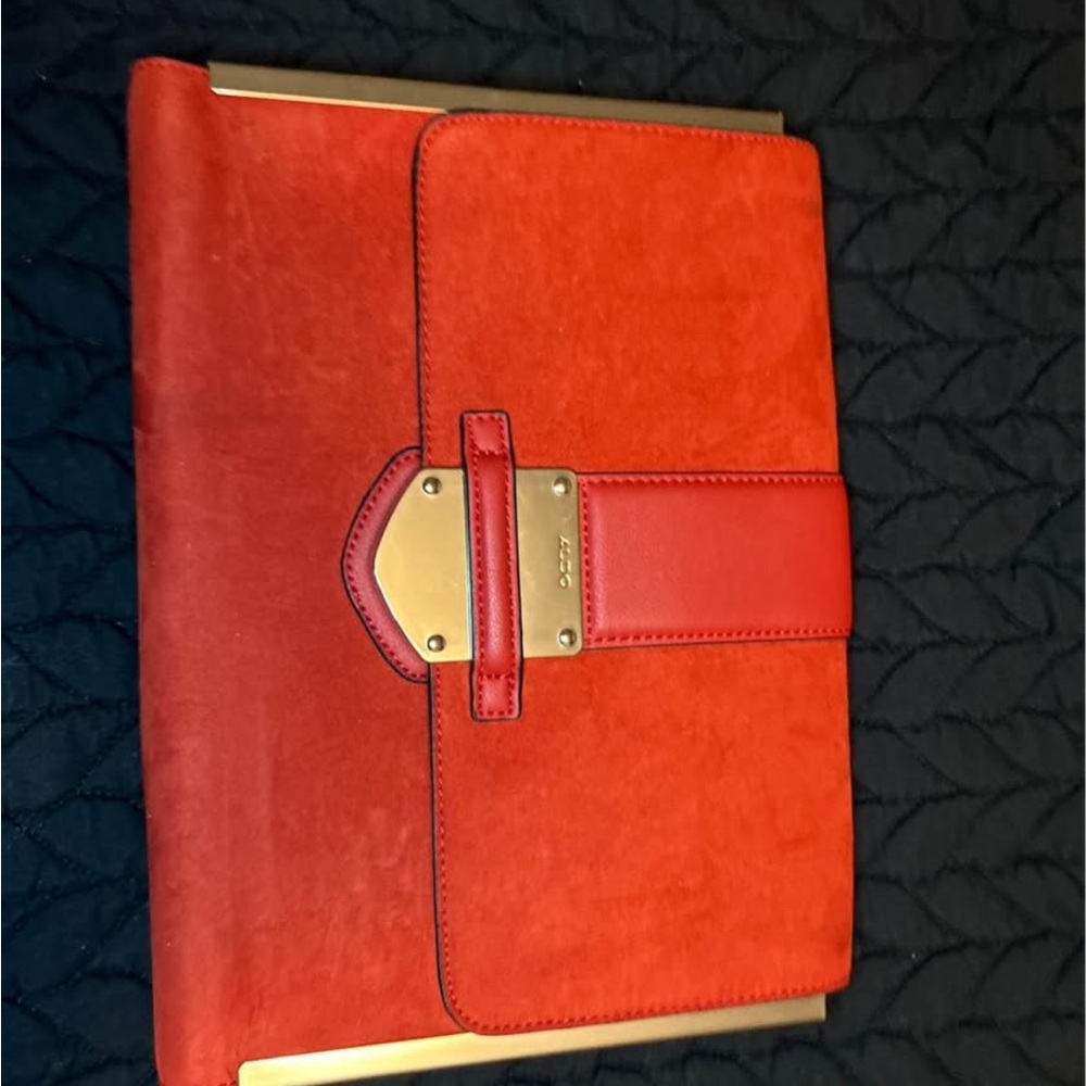 Red Suede and Leather Clutch
